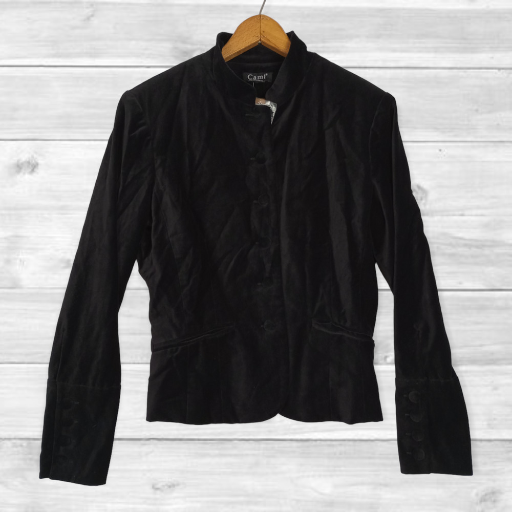 CAMI NYC Velvet‎ Blazer Black Long Sleeve Women's Size 8 Mid Length